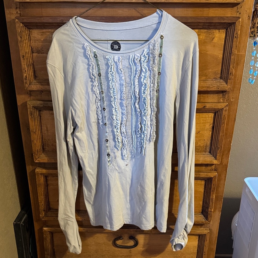 Double D Ranch Light Blue Embellished Blouse